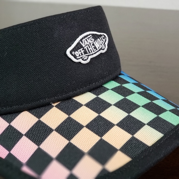 Vans Color Checkerboard Black Unisex Visor Hat Cap - Picture 4 of 8